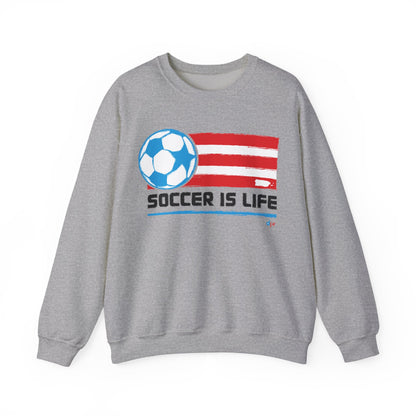 Soccer is life Puerto Rican Flag Heavy Blend™ Crewneck Sweatshirt