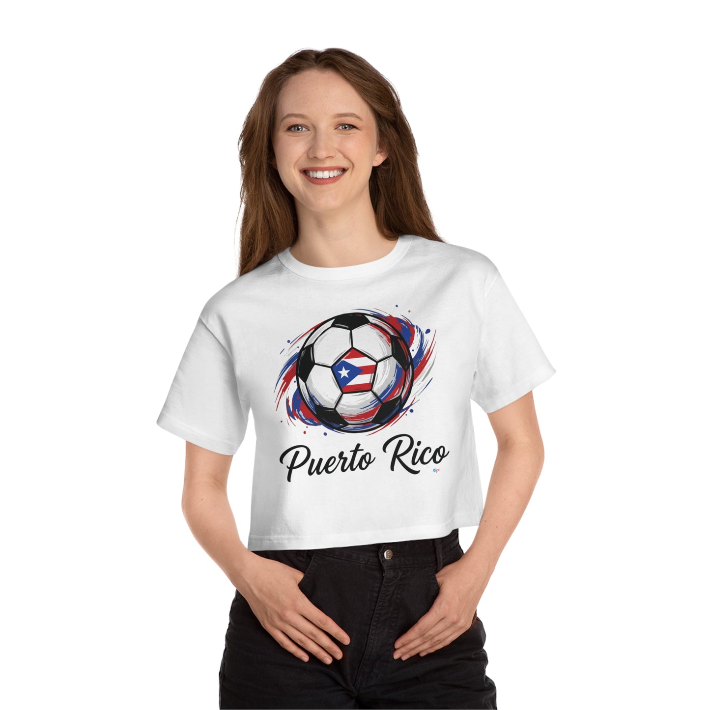Puerto Rico Soccer ball Women's Flowy Cropped Tee | Puerto Rican Soccer ball Shirt