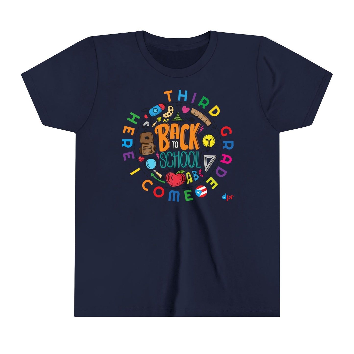 Third Grade Here I Come Back to Shool Boricua Youth Short Sleeve Tee