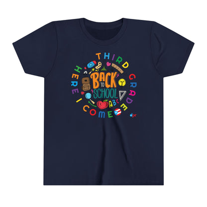 Third Grade Here I Come Back to Shool Boricua Youth Short Sleeve Tee