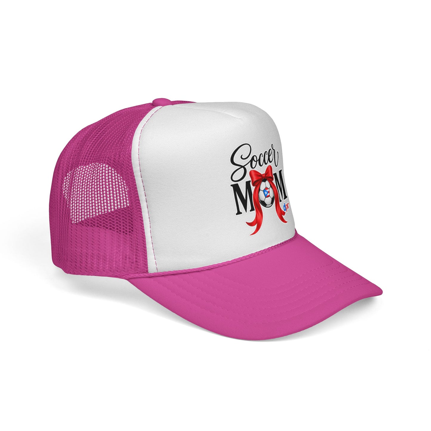 Soccer Mom Boricua Red Bow Puerto Rican Flag Trucker Caps FREE SHIPPING