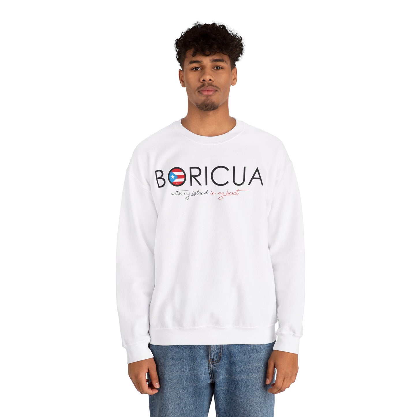 With my island in my Heart Unisex Heavy Blend™ Crewneck Sweaters