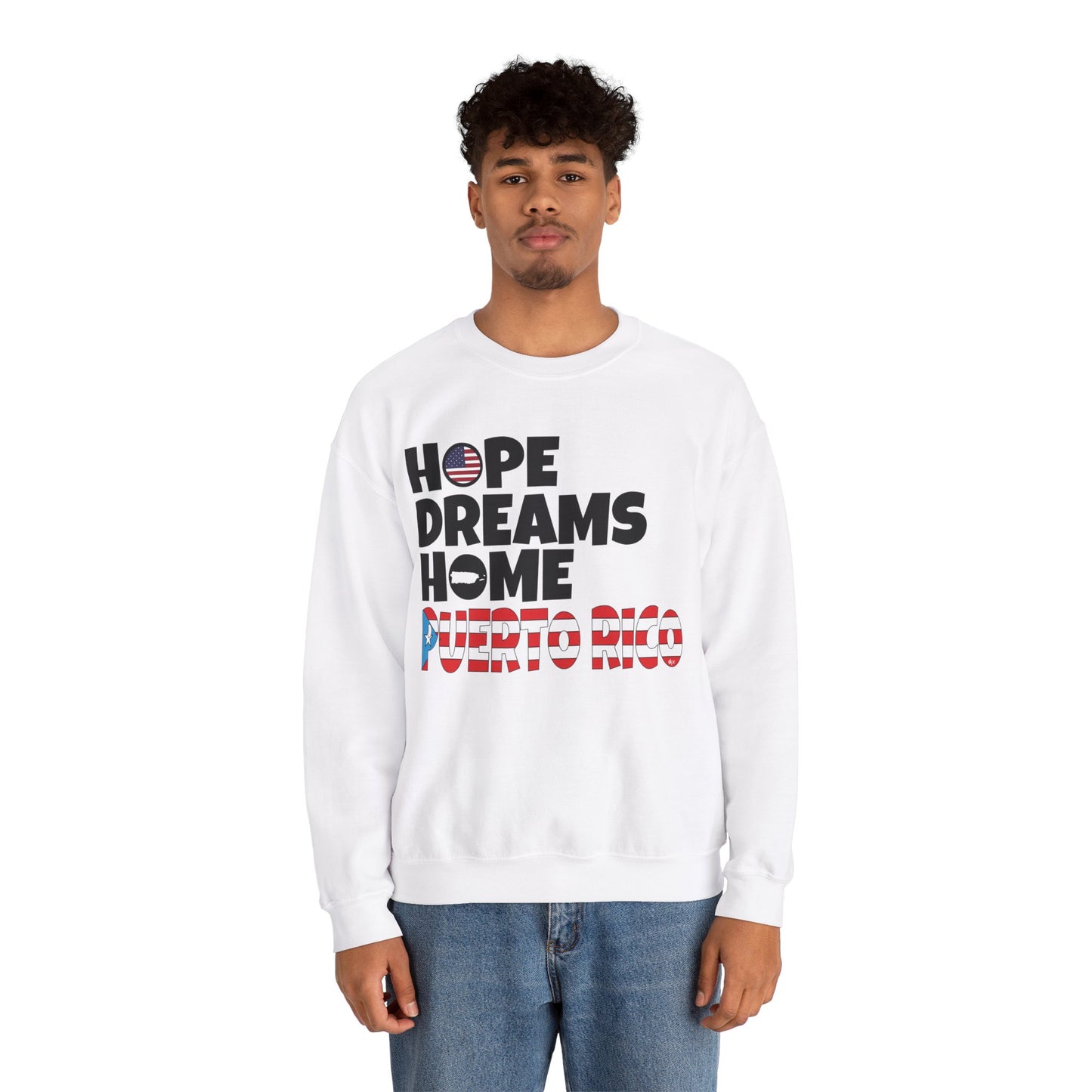 HOPE DREAMS HOME BANDERA Puerto Rico Heavy Blend™ Crewneck Sweaters