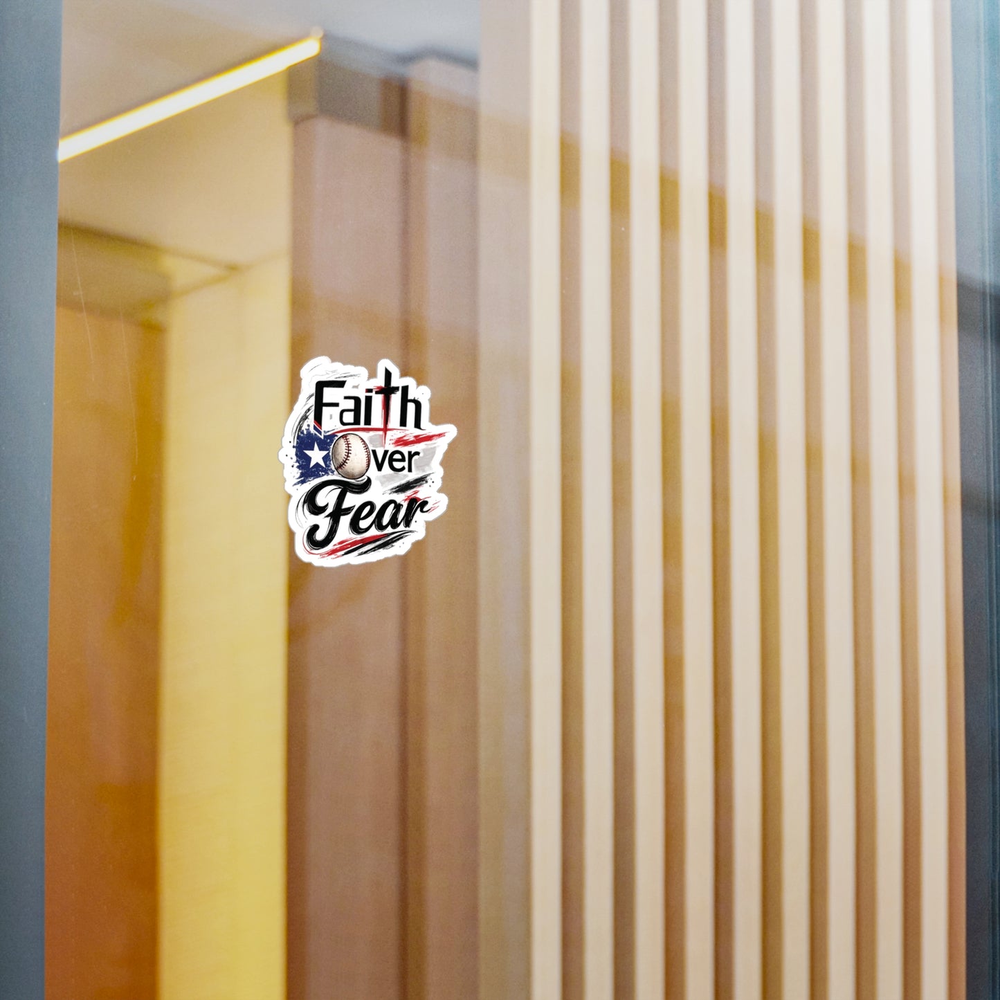 Faith Over Fear Christian Baseball Sticker | Puerto Rican Flag Waterproof Kiss-Cut Vinyl Decal