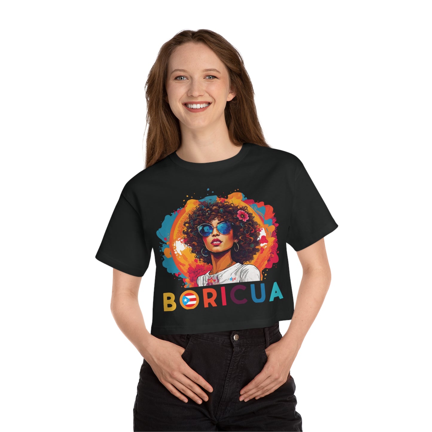 Boricua Girl Colors Women's Flowy Cropped Tee