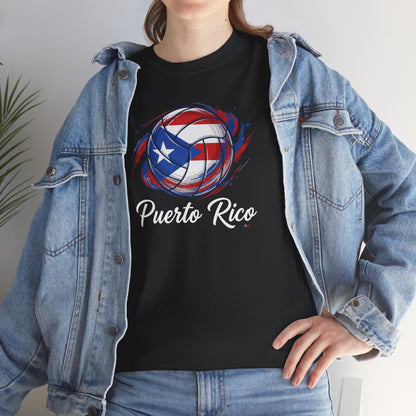 Puerto Rico Volleyball Flag | Unisex Heavy Cotton T-Shirt