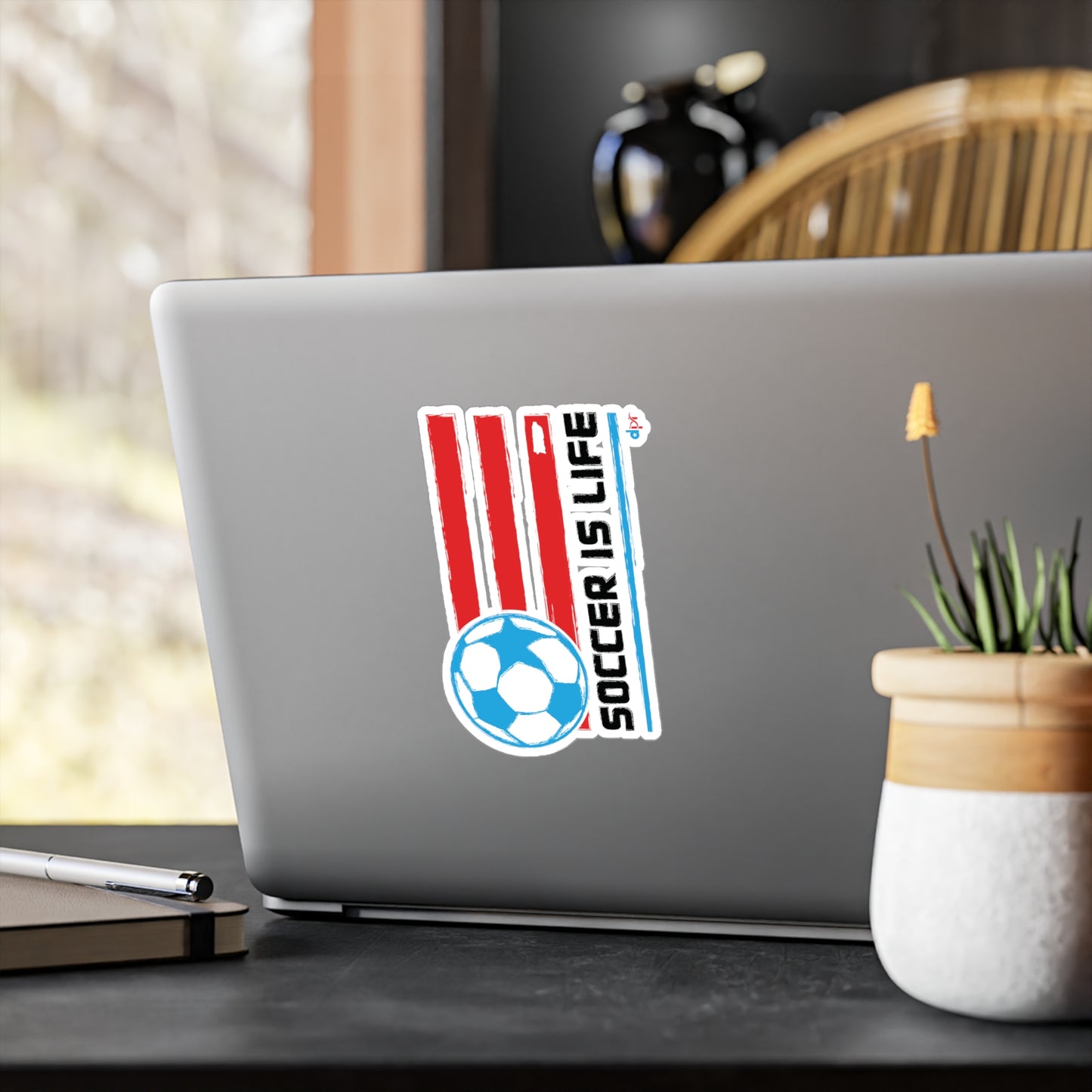 Soccer is life Puerto Rican Flag Waterproof Kiss-Cut Vinyl Decals