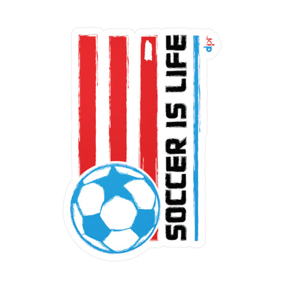 Soccer is life Puerto Rican Flag Waterproof Kiss-Cut Vinyl Decals