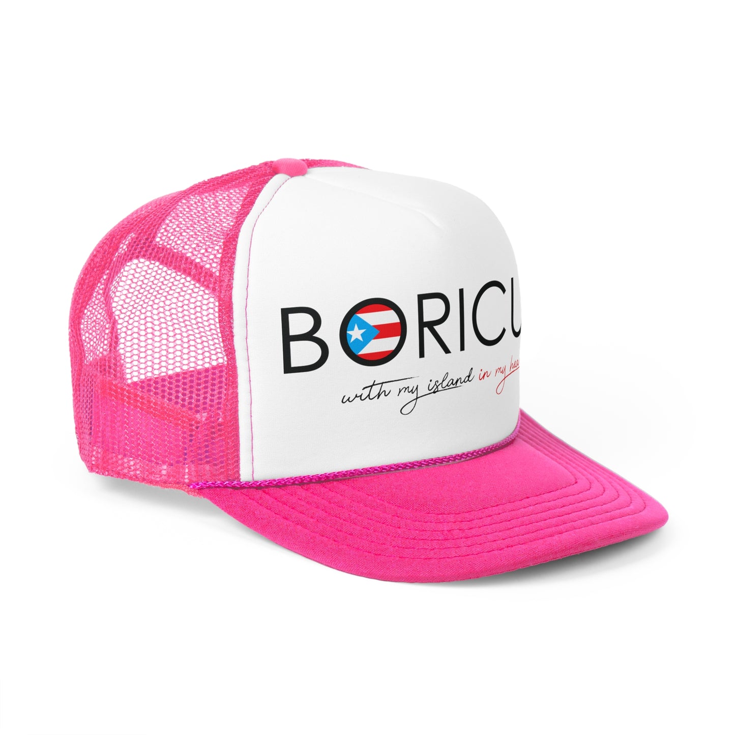 Boricua with my Island in my Heart Puerto Rican Pride Trucker Caps FREE SHIPPING