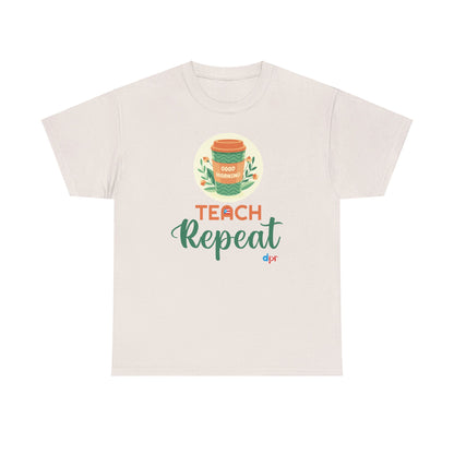 Coffee Teach Repeat - Back to School Boricua Teacher Heavy Cotton Tee