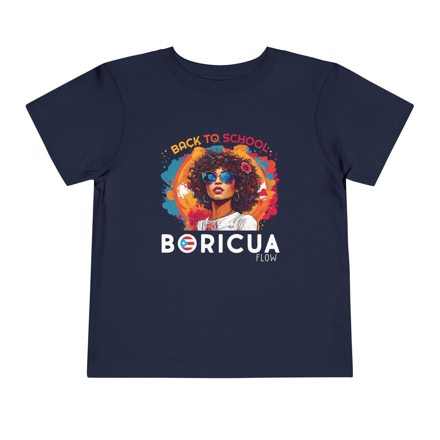Back to School Boricua Girl Flow Black Toddler Short Sleeve Tee