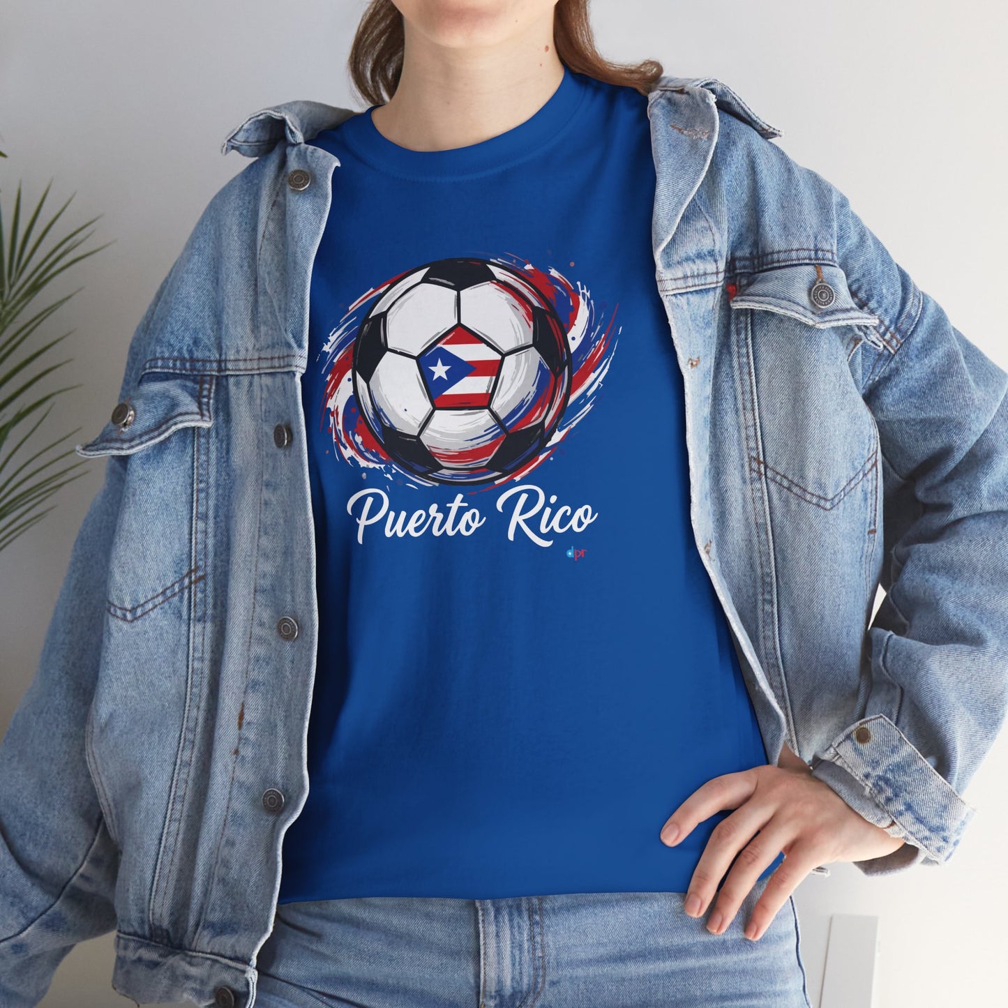 Puerto Rico Soccer Ball Flag | Unisex Heavy Cotton T-Shirt