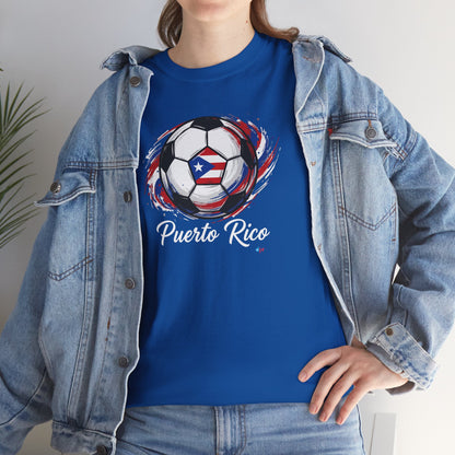 Puerto Rico Soccer Ball Flag | Unisex Heavy Cotton T-Shirt