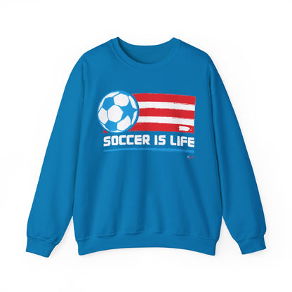 Soccer is life Puerto Rican Flag Heavy Blend™ Crewneck Sweatshirt