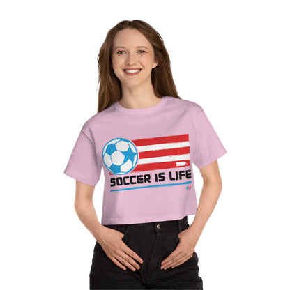 Puerto Rico Soccer Is Life Women's Flowy Cropped Tee | Boricua Soccer Shirt