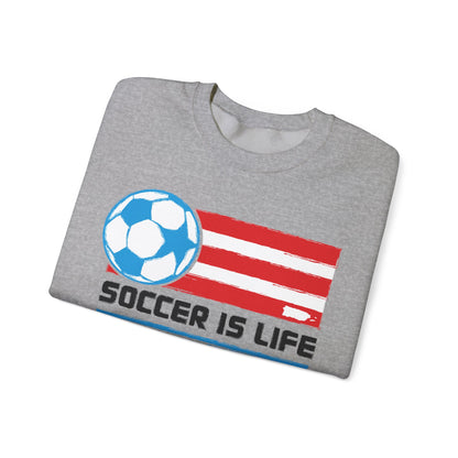 Soccer is life Puerto Rican Flag Heavy Blend™ Crewneck Sweatshirt