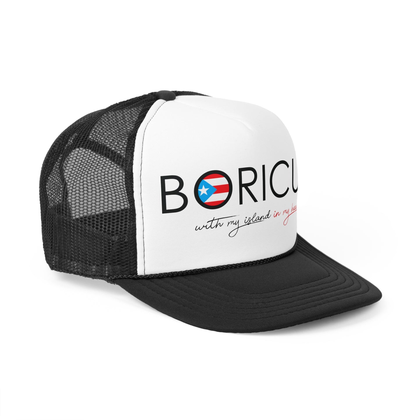 Boricua with my Island in my Heart Puerto Rican Pride Trucker Caps FREE SHIPPING