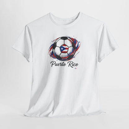 Puerto Rico Soccer Ball Flag | Unisex Heavy Cotton T-Shirt
