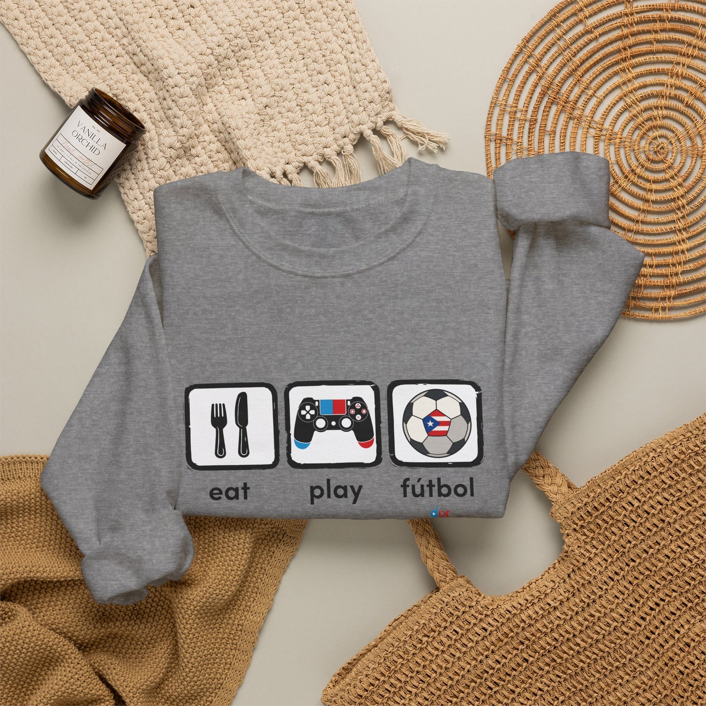 Eat Play Soccer Puerto Rican Flag Heavy Blend™ Crewneck Sweatshirt