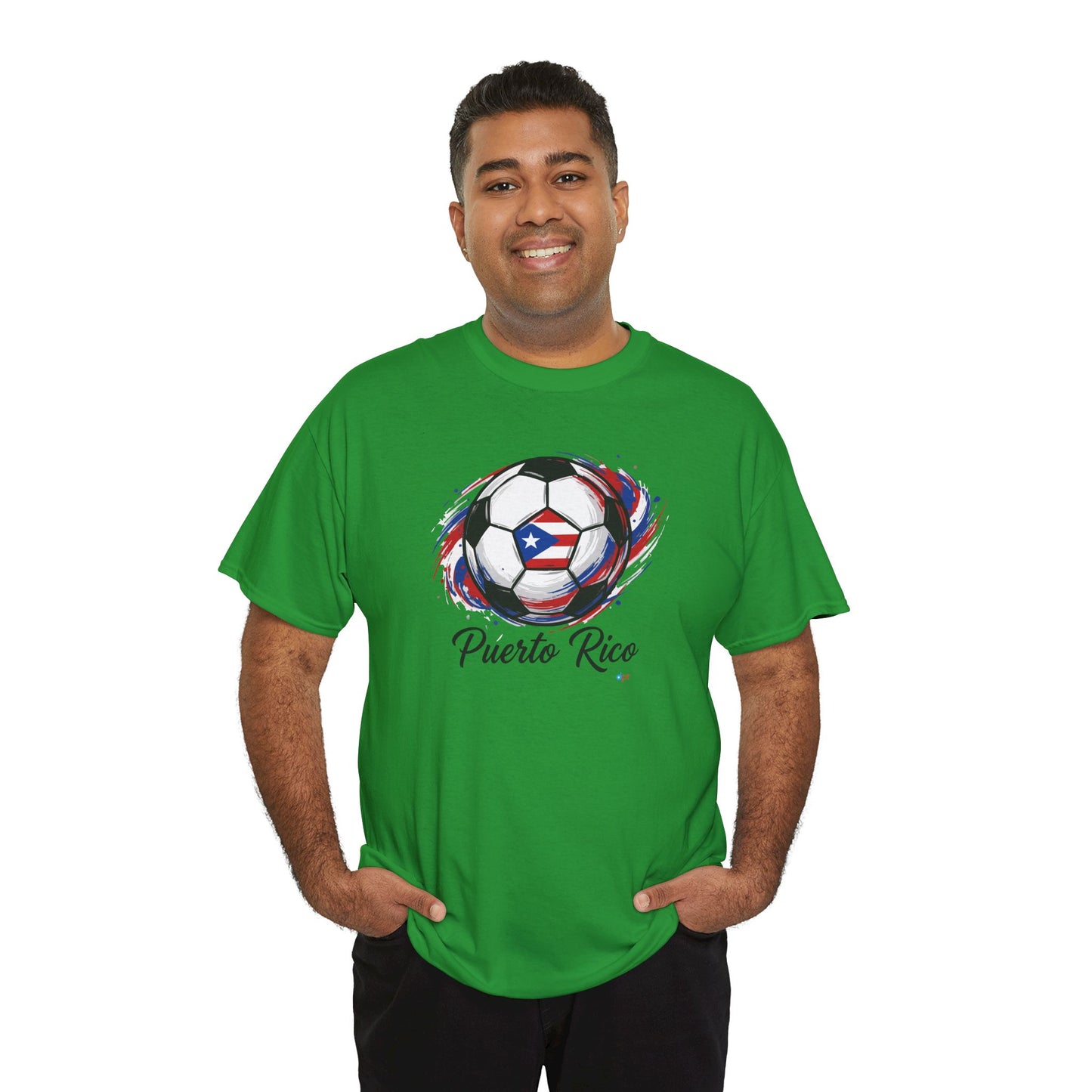 Puerto Rico Soccer Ball Flag | Unisex Heavy Cotton T-Shirt