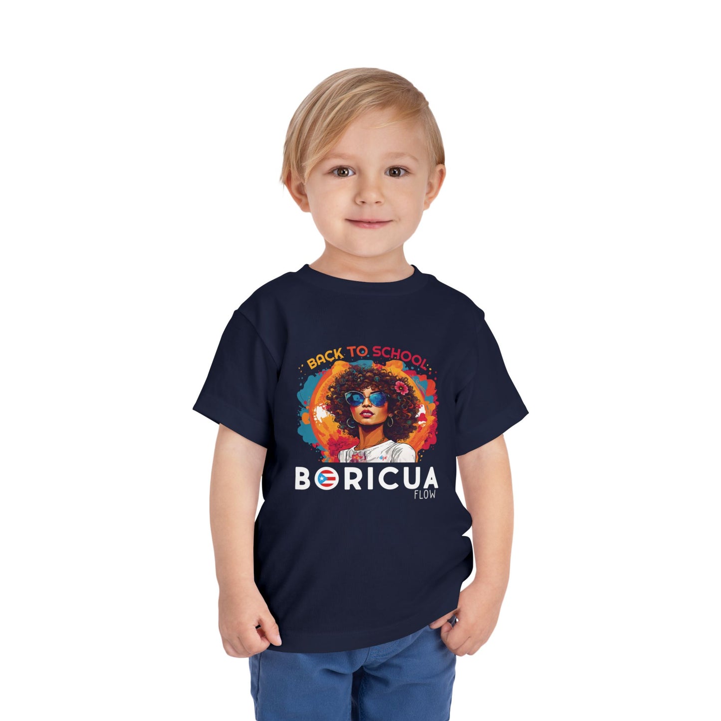 Back to School Boricua Girl Flow Black Toddler Short Sleeve Tee