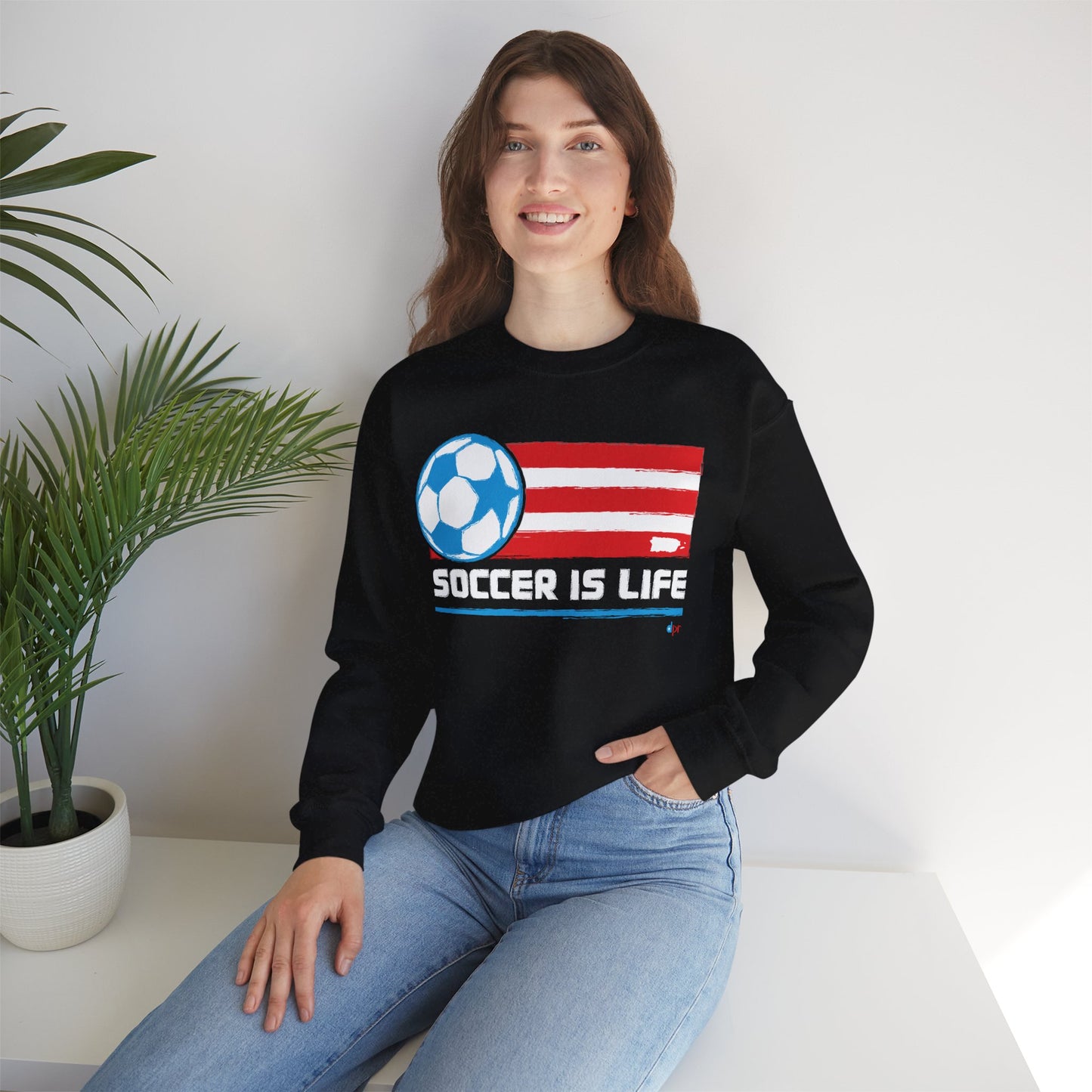 Soccer is life Puerto Rican Flag Heavy Blend™ Crewneck Sweatshirt