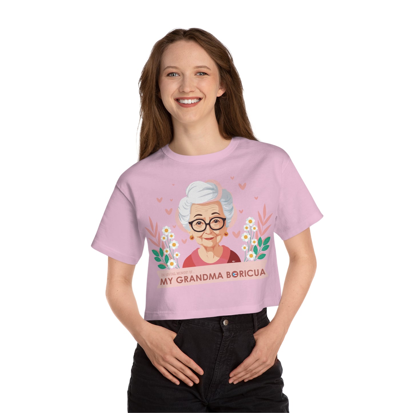 In Loving Memory of My Grandma Boricua Flowy Cropped Tee