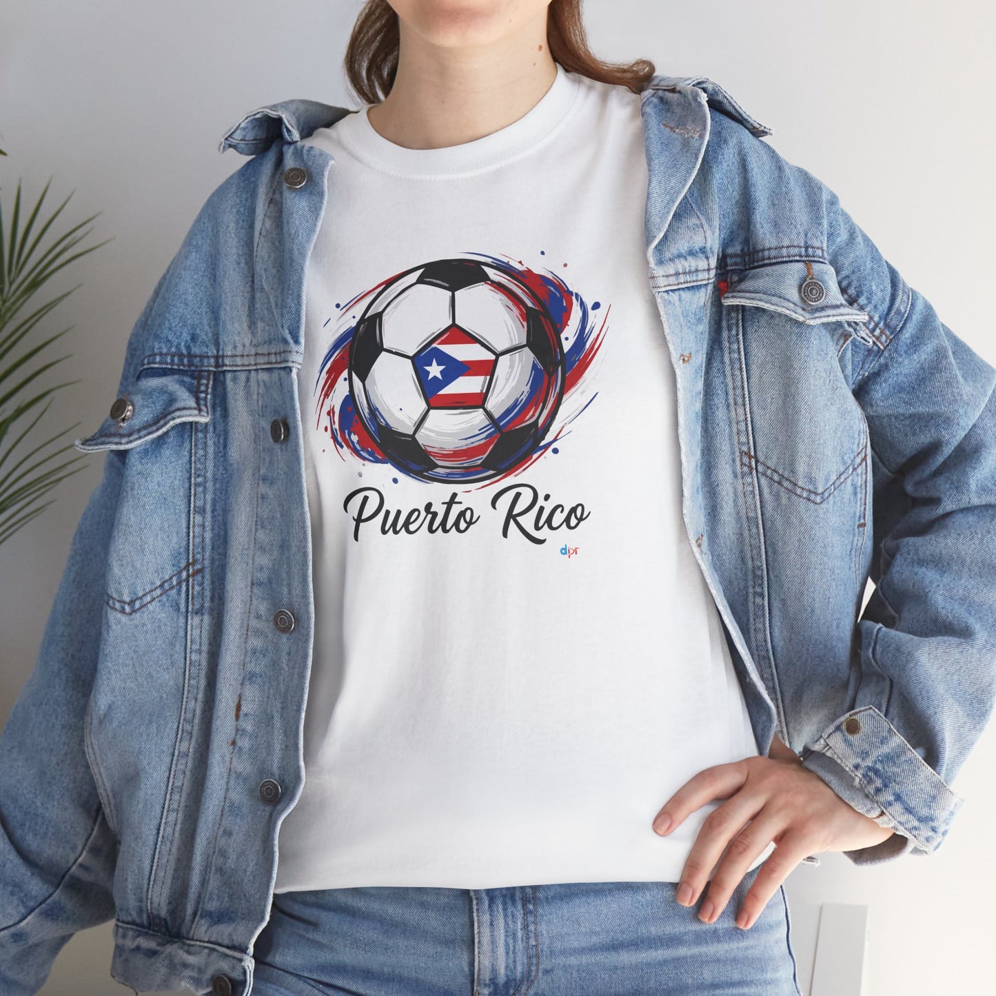 Puerto Rico Soccer Ball Flag | Unisex Heavy Cotton T-Shirt