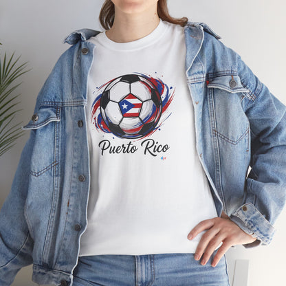 Puerto Rico Soccer Ball Flag | Unisex Heavy Cotton T-Shirt