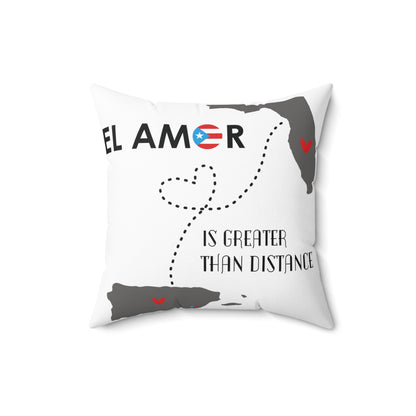 El Amor is Greater than Distance Florida Spun Polyester Square Pillow
