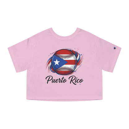 Puerto Rico Baseball Women's Flowy Cropped Tee | Puerto Rican Baseball Shirt