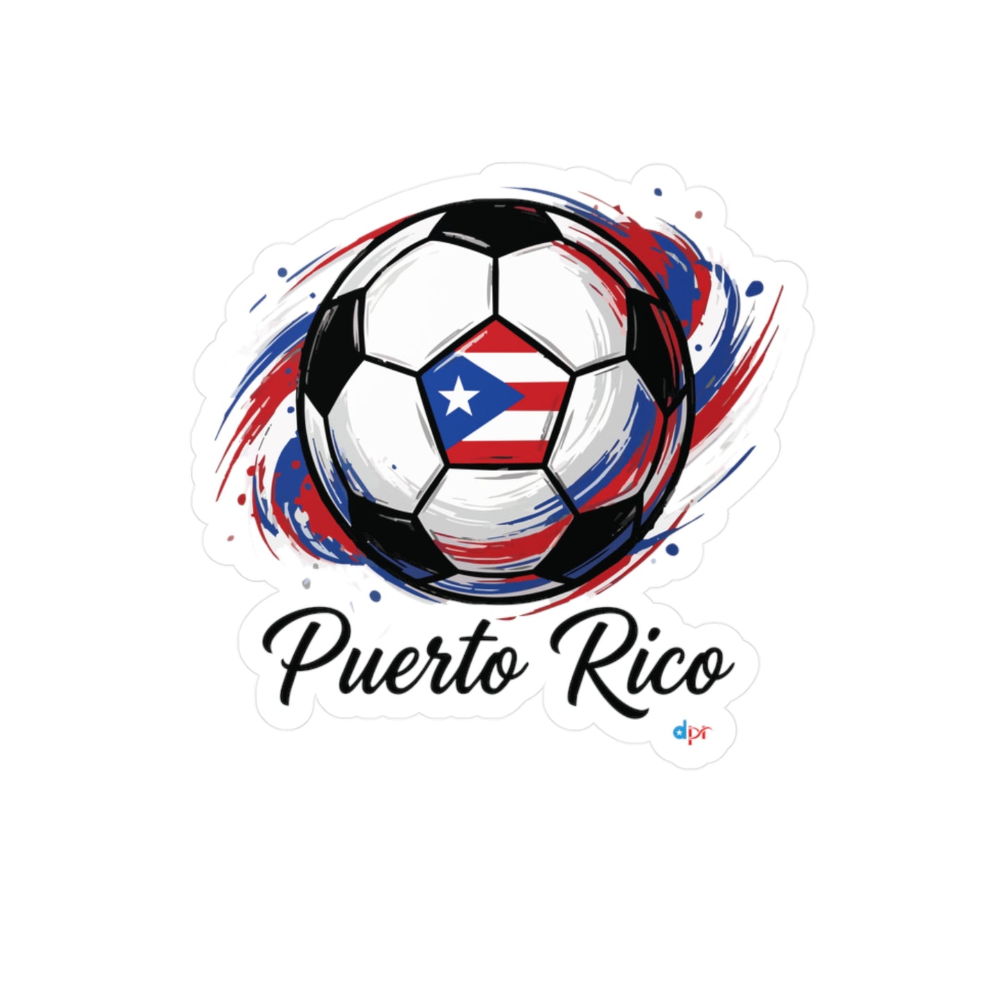 Puerto Rico Soccer Ball Flag Waterproof Kiss-Cut Vinyl Decal