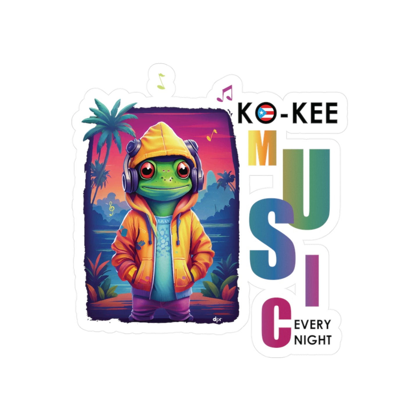 Coqui I Play Music Every Night Waterproof Kiss-Cut Vinyl Decals