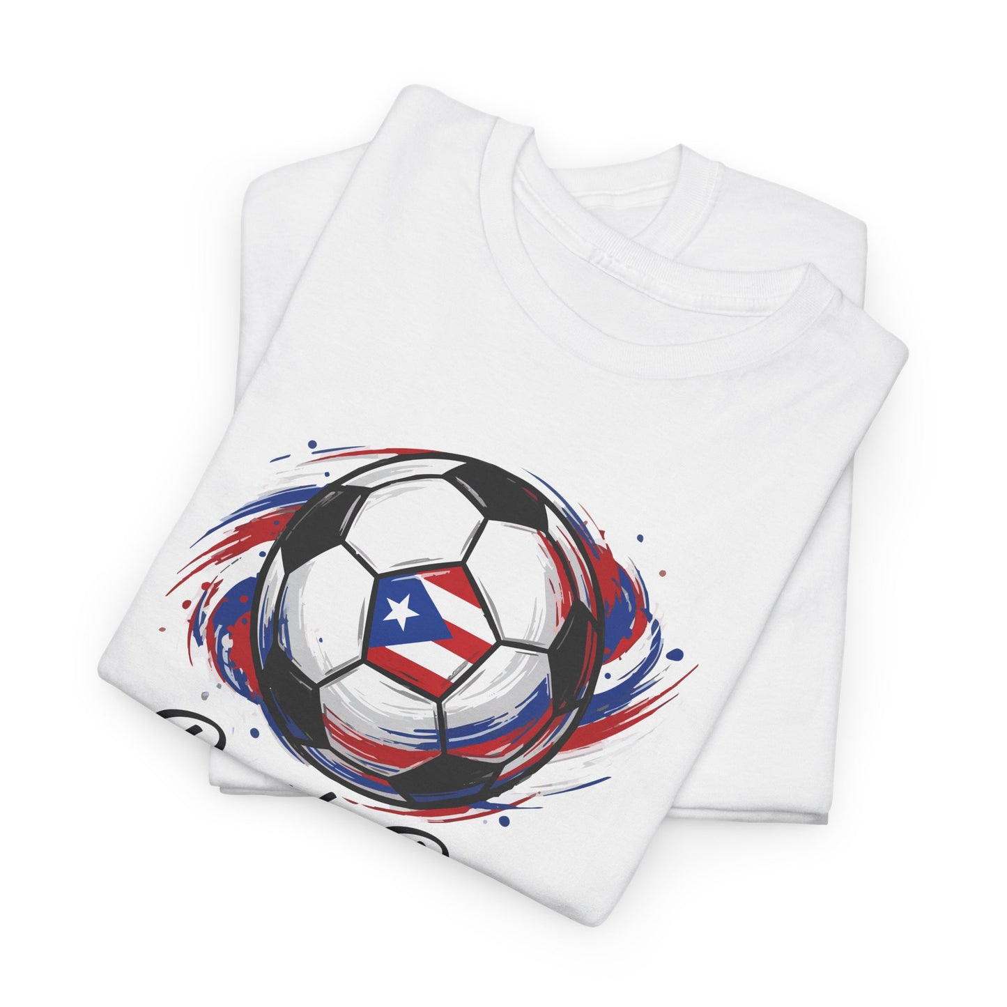 Puerto Rico Soccer Ball Flag | Unisex Heavy Cotton T-Shirt