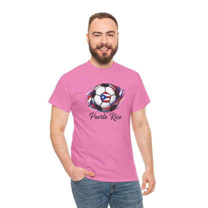 Puerto Rico Soccer Ball Flag | Unisex Heavy Cotton T-Shirt