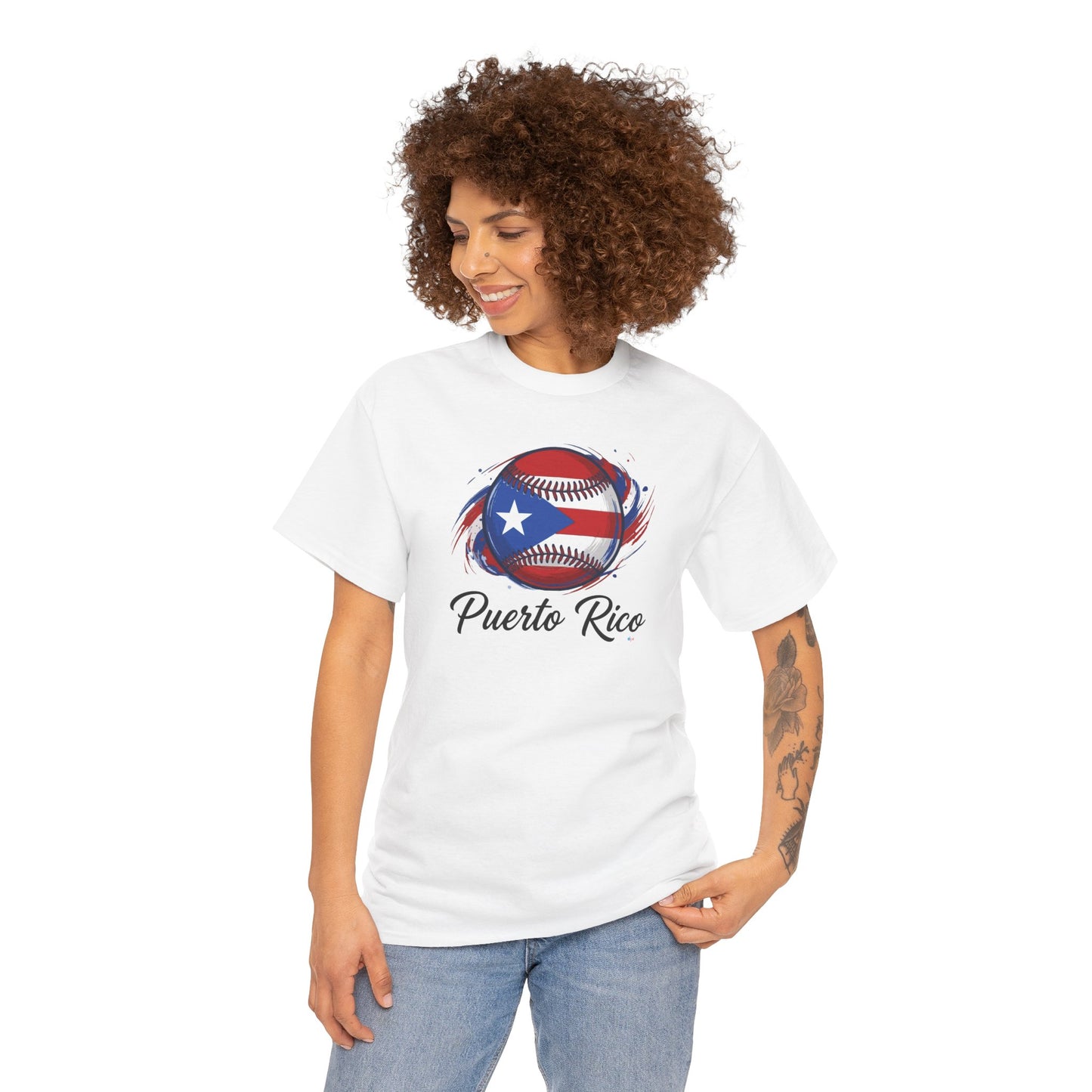Puerto Rico Baseball Flag | Unisex Heavy Cotton T-Shirt