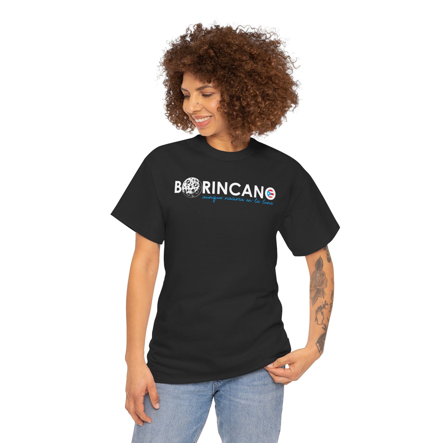 BORINCANO aunque naciera en la luna Unisex Heavy Cotton Tee