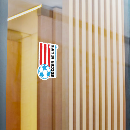 Soccer is life Puerto Rican Flag Waterproof Kiss-Cut Vinyl Decals