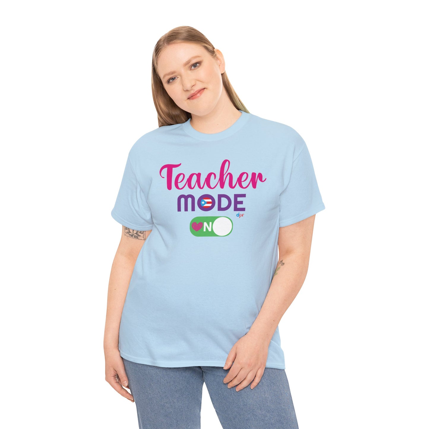 Teacher Mode ON - Back to School Boricua Teacher Heavy Cotton Tee