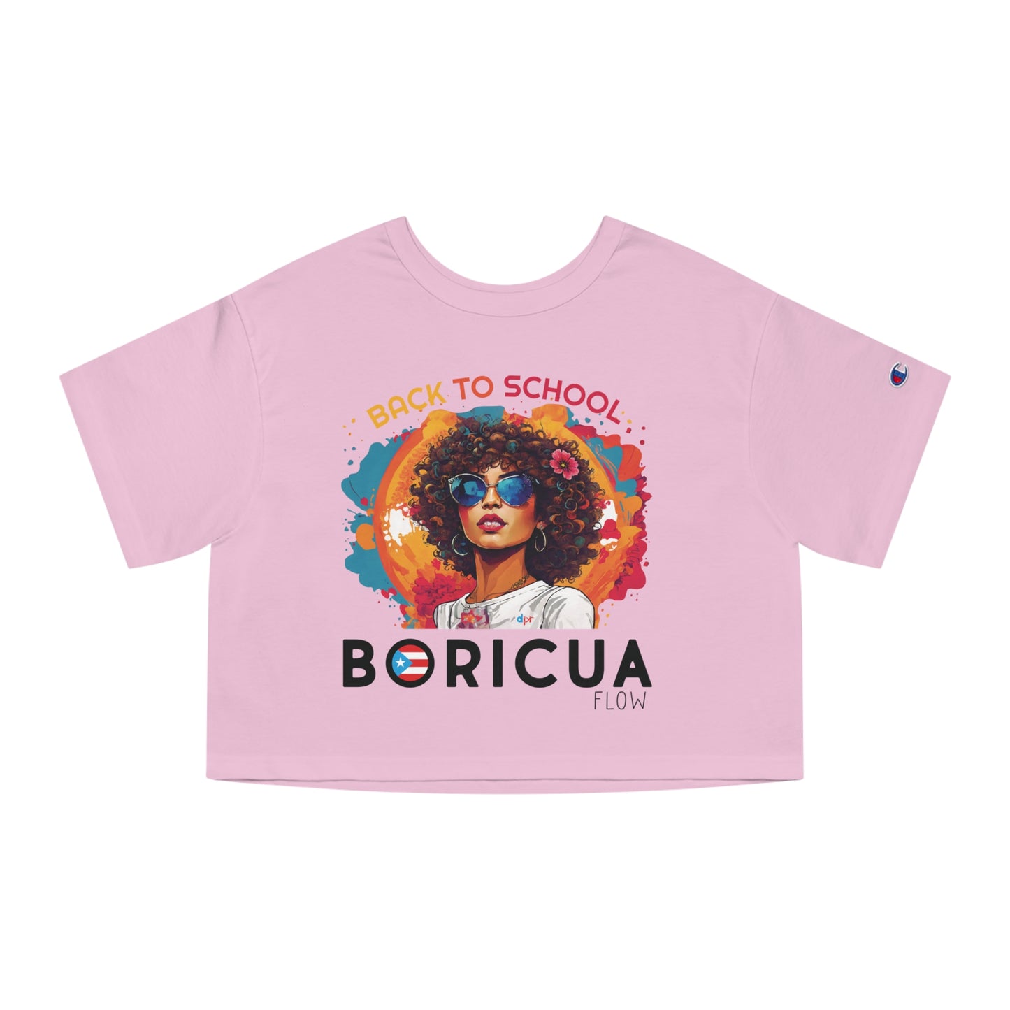 Back To School Boricua Girl Flow Black T Shirt Flowy Cropped Tee