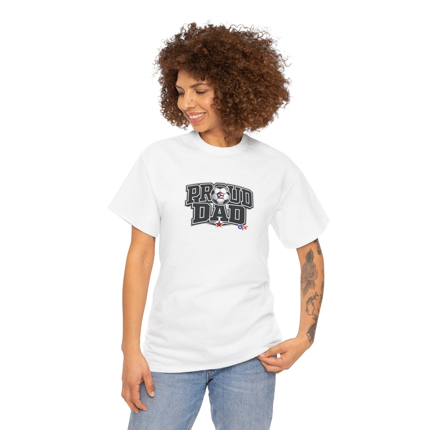 Proud Dad Soccer Boricua Unisex Heavy Cotton Tee