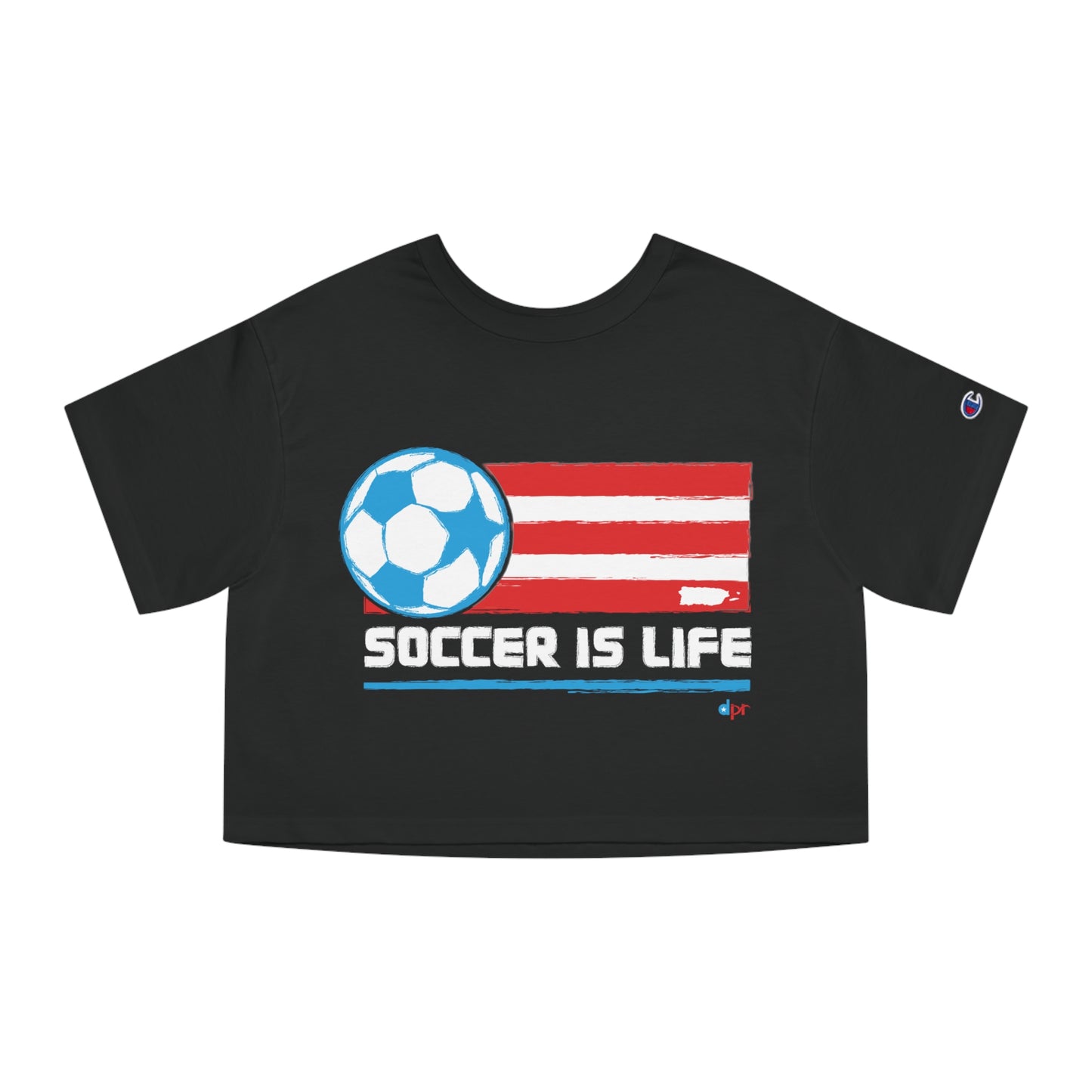 Puerto Rico Soccer Is Life Women's Flowy Cropped Tee | Boricua Soccer Shirt
