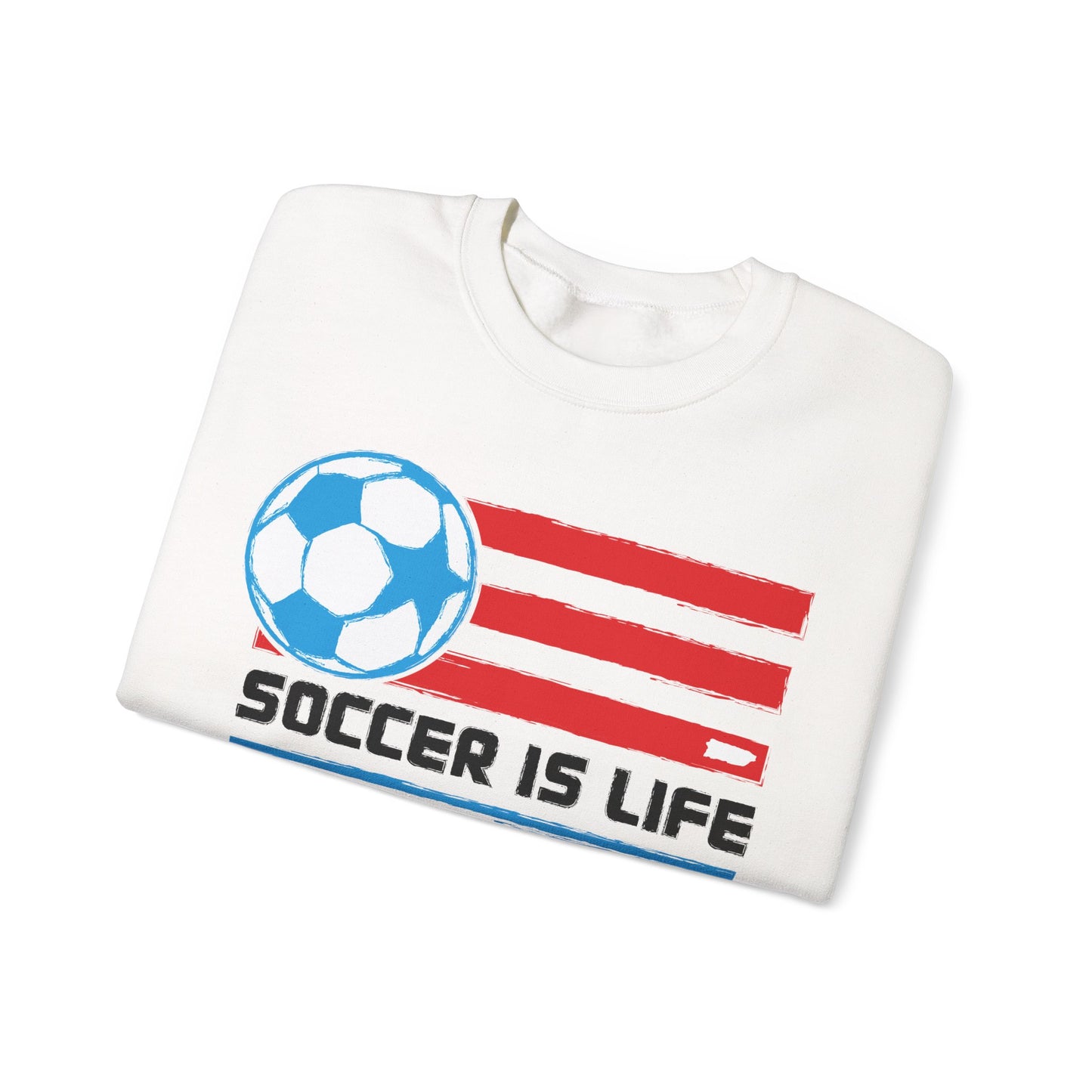 Soccer is life Puerto Rican Flag Heavy Blend™ Crewneck Sweatshirt