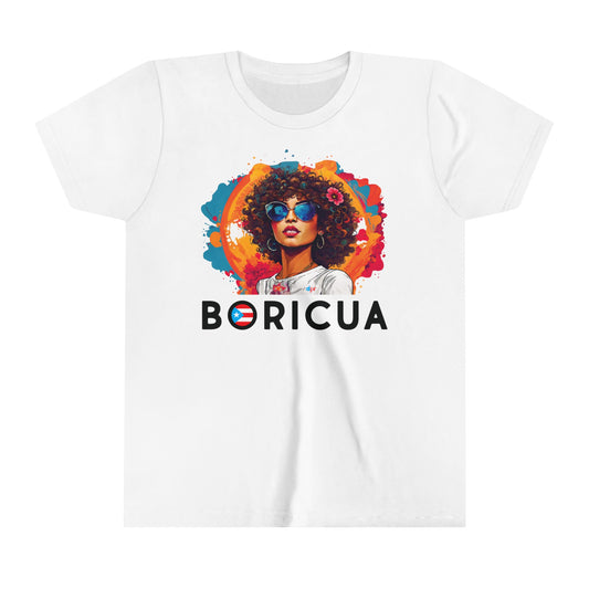 BORICUA Girl Black Youth Short Sleeve Tee