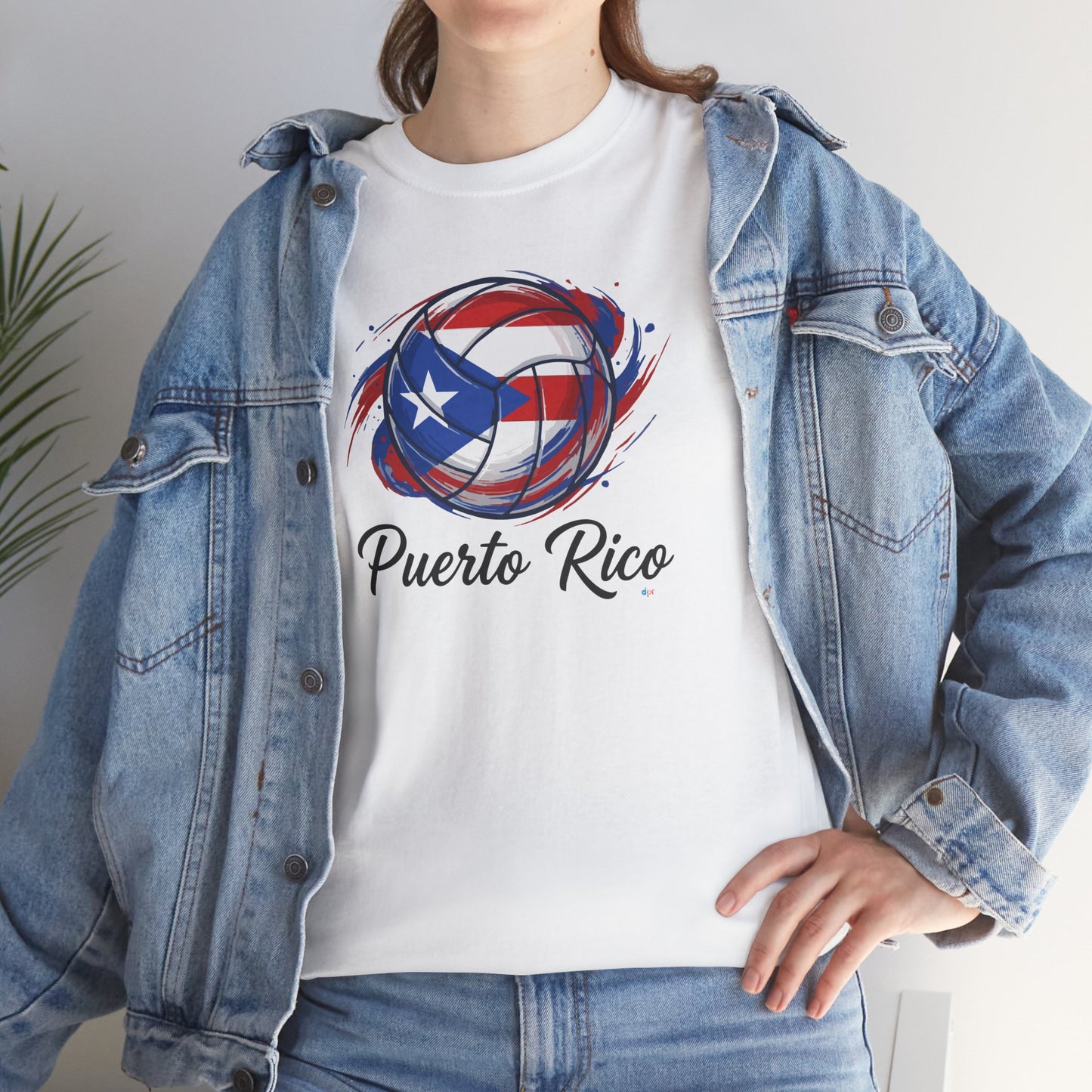 Puerto Rico Volleyball Flag | Unisex Heavy Cotton T-Shirt