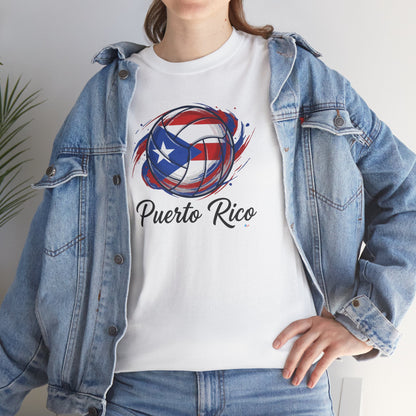 Puerto Rico Volleyball Flag | Unisex Heavy Cotton T-Shirt