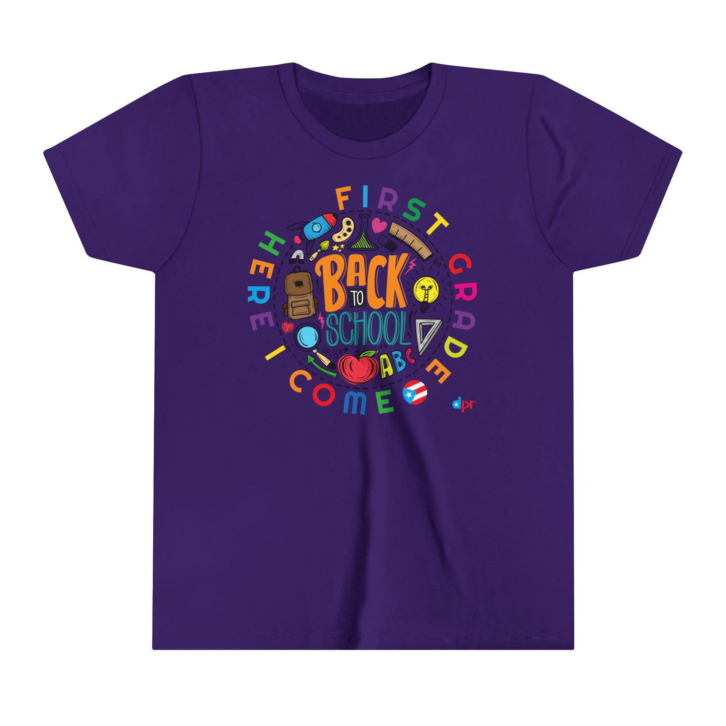 First Grade Here I Come Back to Shool Boricua Youth Short Sleeve Tee