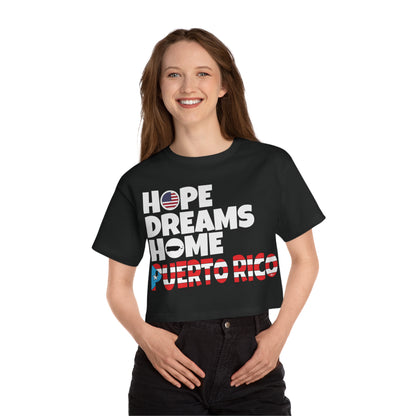 HOPE DREAMS HOME BANDERA Puerto Rico Flowy Cropped Tee