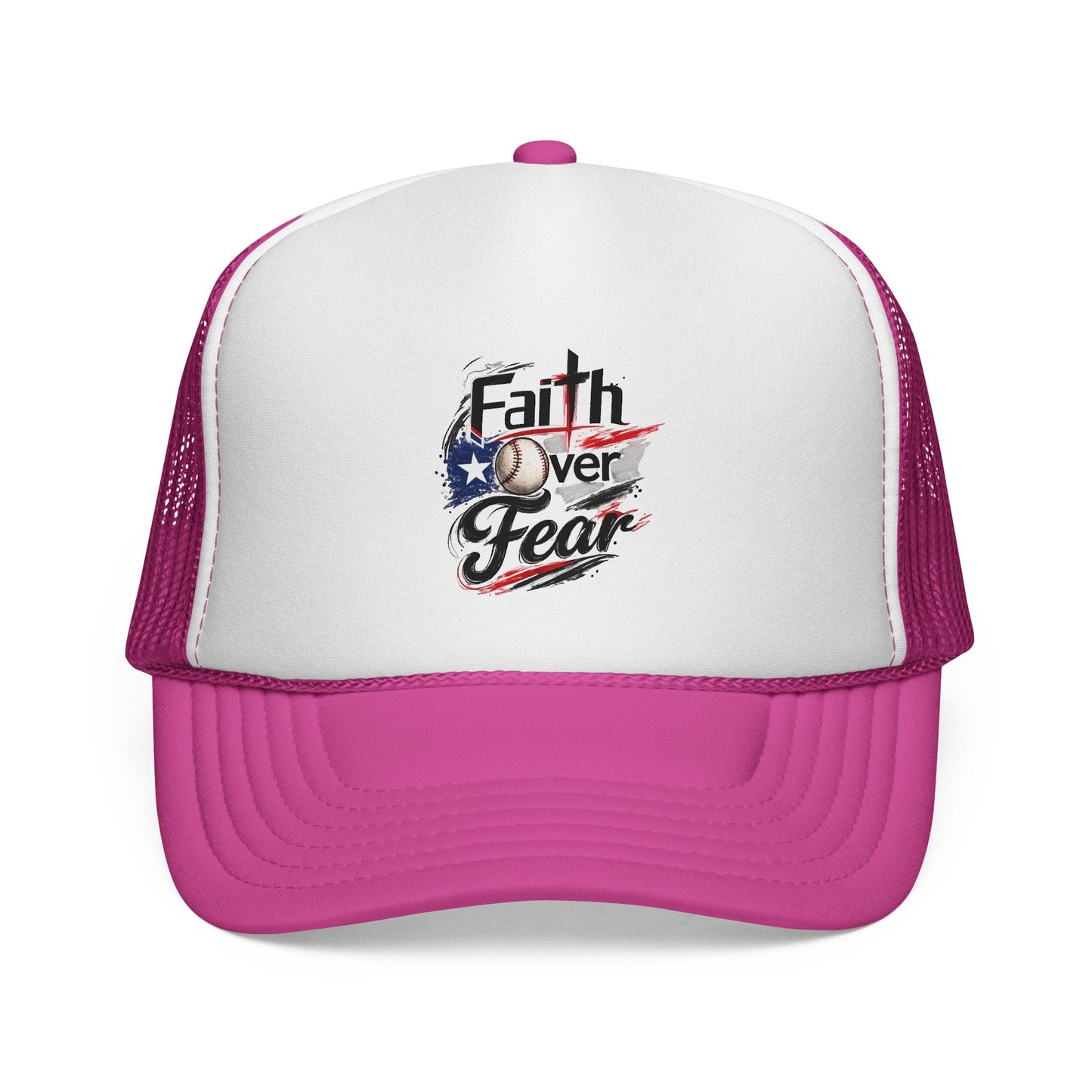 Faith Over Fear Puerto Rican Flag Baseball Trucker Caps FREE SHIPPING
