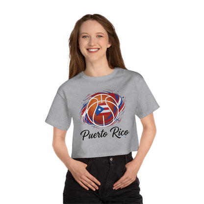 Puerto Rico Basketball Women's Flowy Cropped Tee | Puerto Rican Basketball Shirt